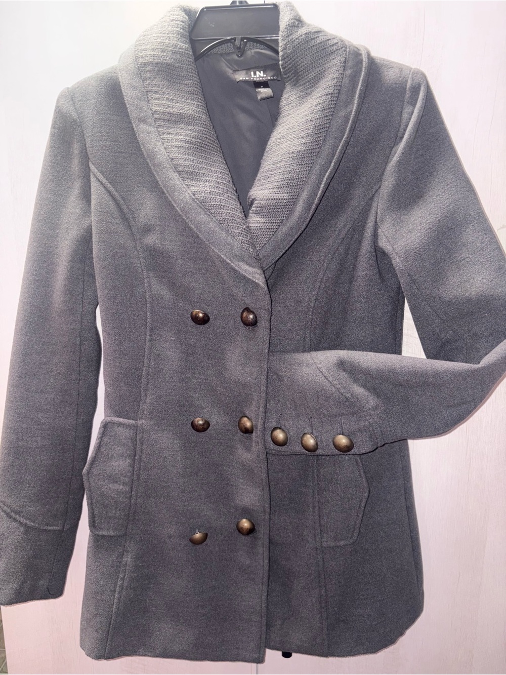 Women’s Gray Double-Breasted  Coat